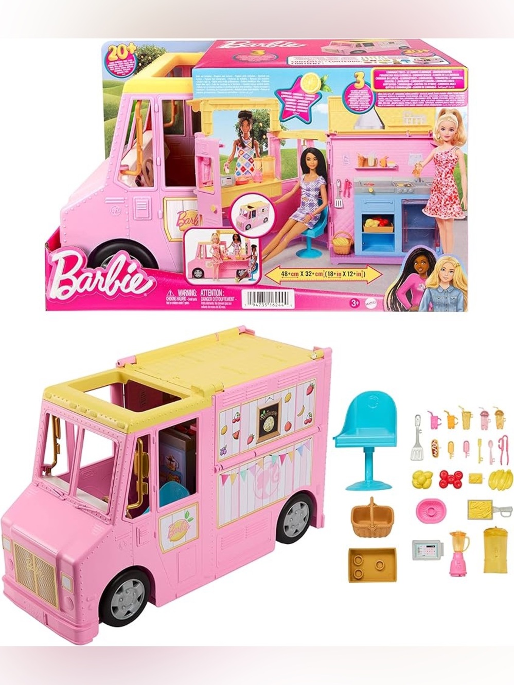 🩷Barbie Pink lemonade   Truck Playset with Accessories🩷 🆕